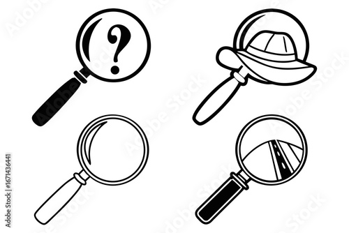 Magnifying Glass Icons for Investigation and Discovery.