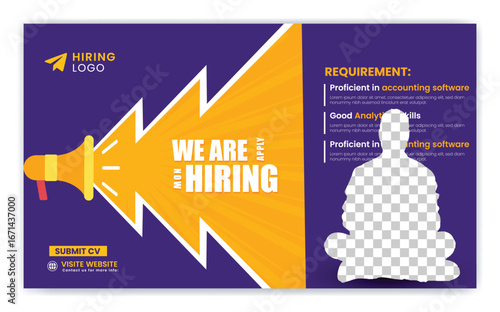 We are hiring recruitment open job vacancy design vector social media banner template or web banner layout .
