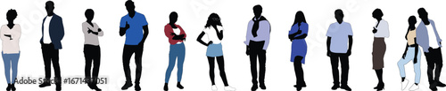 People Silhouettes, Collection of Diverse Individuals on White Background