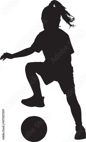 Soccer Player Silhouette, Vector Illustration on White Background
