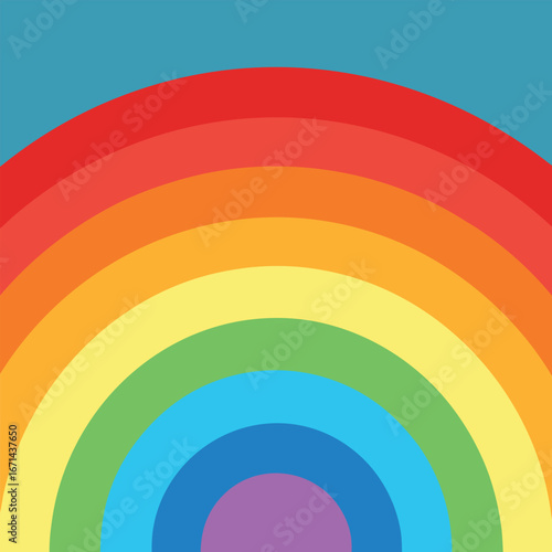 Radial layered rainbow vector background with soft gradient circular wave shapes