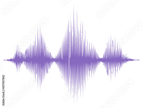 Abstract purple sound wave visualization with sharp peaks and textured dots