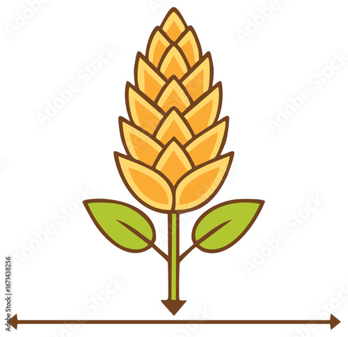 Vibrant hop cone plant icon for beer brewing and craft beverage industry