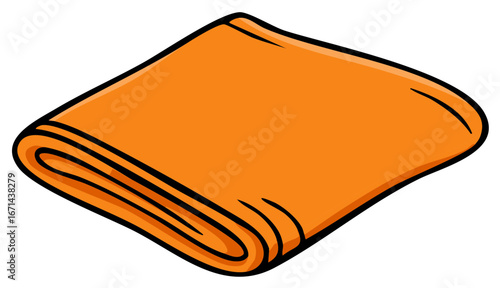 Orange folded blanket cartoon style illustration. Warm cozy folded cloth vector