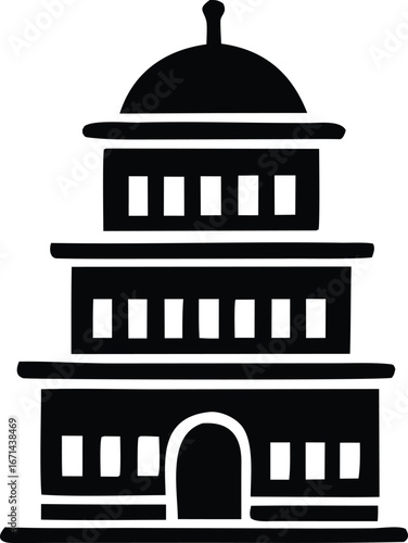 Iconic three-story building with dome symbolizing government or historical architecture a classic structure
