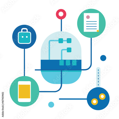 Connected swimming pool with chemical monitoring smart home water system vector illustration