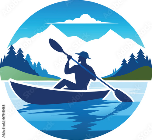 Silhouette of Person Kayaking on Lake