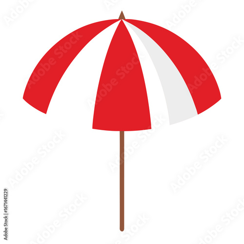 Vector beach umbrella red and white isolated on white summer vacation vector illustration