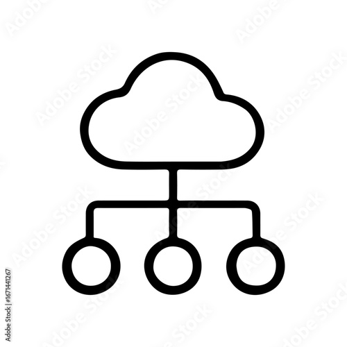 Cloud computing network with connected devices icon