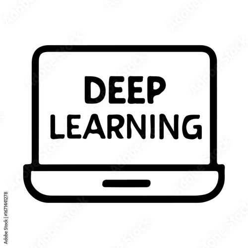 Laptop displaying the words deep learning
