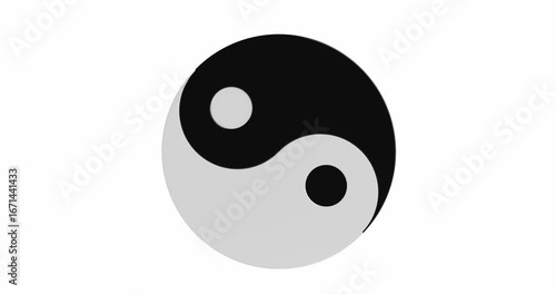 4k Resolution Video: Classic Black And White Taoist Icon Representing Balance, Duality, And Harmony Of Opposites, Yin Yang Symbol Seamless Looped Rotating On White Background with Alpha Matte