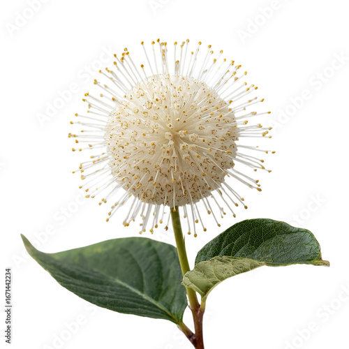 One white Buttonbush on transparent background