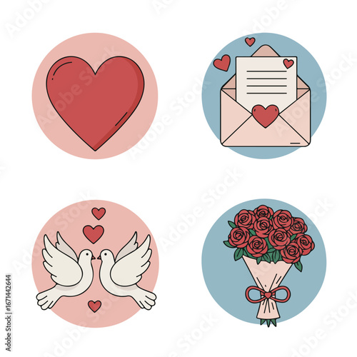 Valentine love icons
