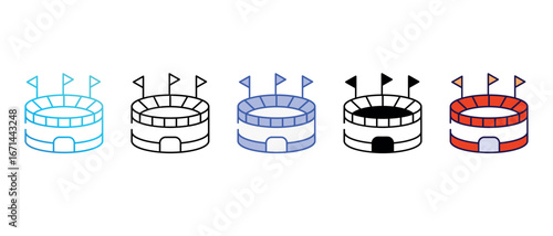 Cricket Stadium icon design with white background stock illustration