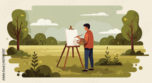Artist painting nature