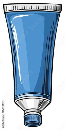 Bright blue squeeze tube with cap for cosmetics or medicine product packaging
