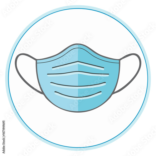 Blue surgical face mask icon for health safety and virus protection