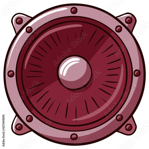 Speaker illustration with circular form and modern audio output