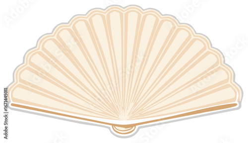 Elegant Beige Fan Illustration Graceful and Delicate Hand Fan Shaped Design with Sophisticated Details