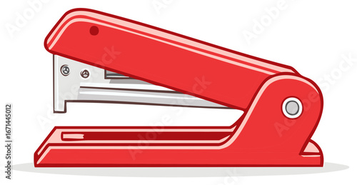 Vibrant Red Stapler School Office Stationery Supply Fastening Tool Cartoon Icon