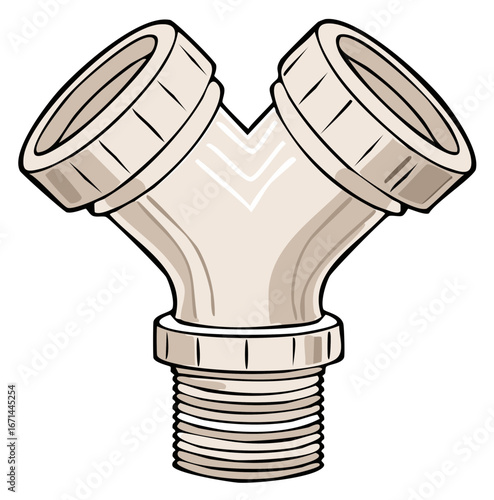 Plumbing Splitter Adapter Fitting Connection for Pipes Illustration