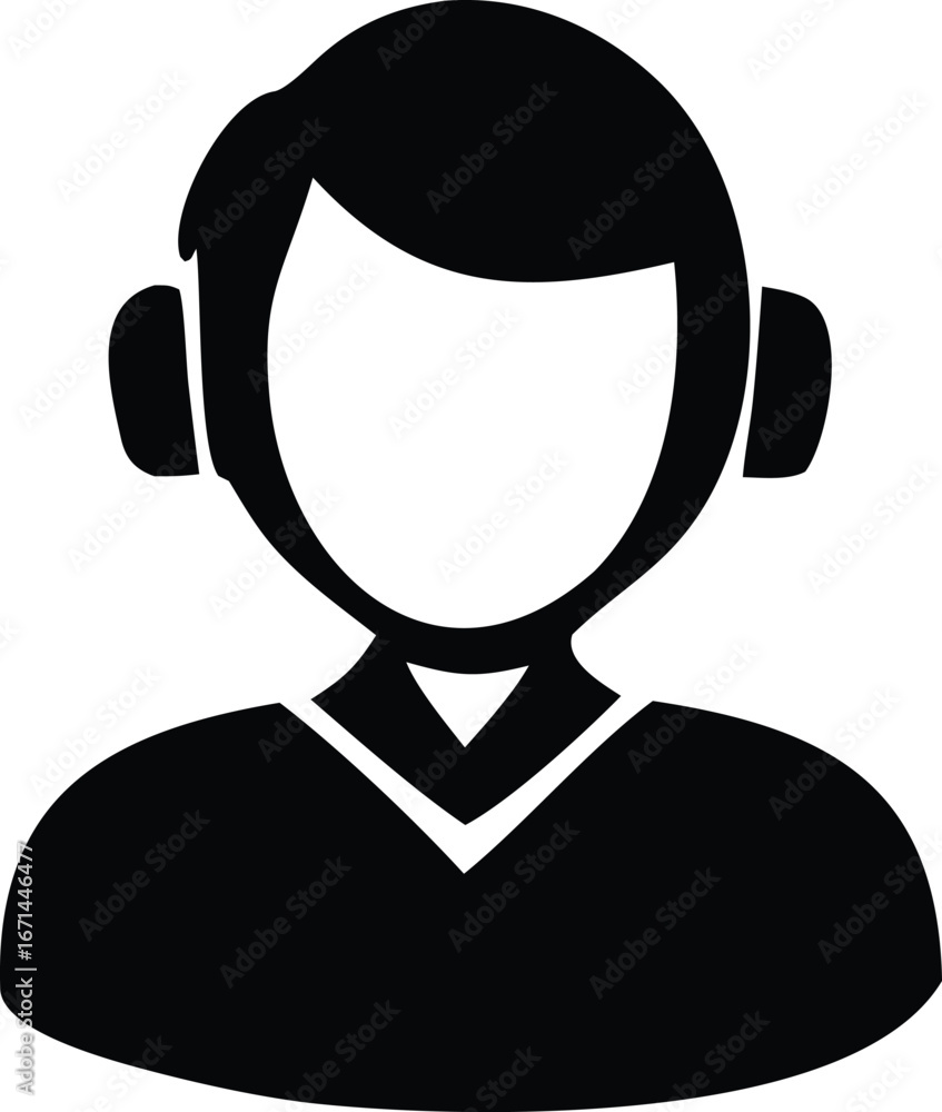 Obraz premium Customer service icon person with headphones avatar silhouette representing support communication and assistance