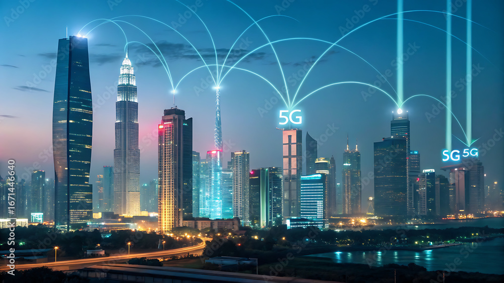 Obraz premium hong kong skyline at night