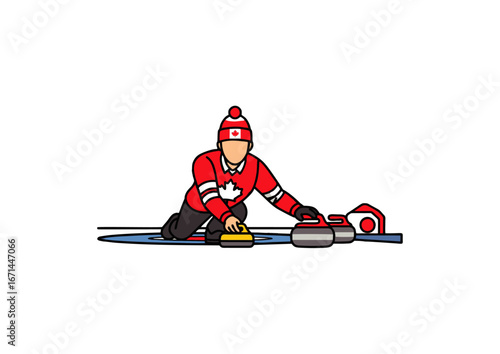 icon of a Canadian playing curling