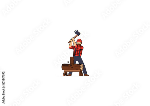 Canadian lumberjack chopping wood