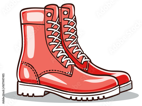red boots with white laces cartoon style clip art preview