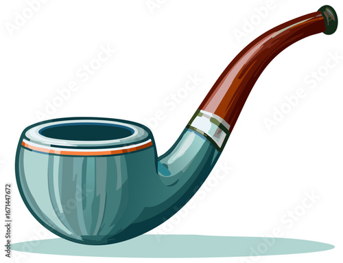 Classic Smoking Pipe Vector Illustration, Relaxation Concept, Leisure Time Object, Tobacco Culture, Vintage Accessory