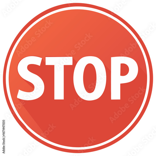 Red circular stop sign with white text, traffic and safety concept.