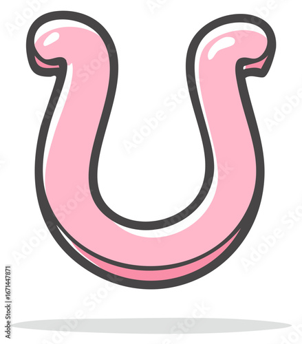 Vibrant pink horseshoe symbol with a shiny effect representing luck and good fortune