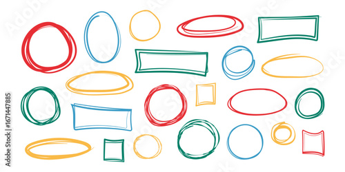 Hand-drawn illustration - circle and rectangle