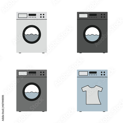 Four washing machine illustrations