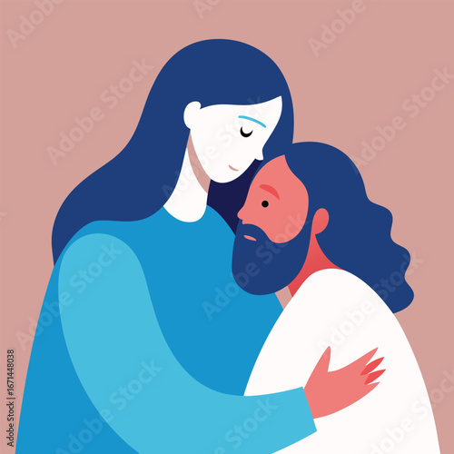 Jesus comforting the grieving soft compassion biblical Christian artwork
