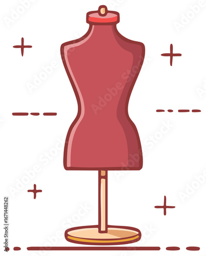 Stylized mannequin form for clothing display with decorative accents