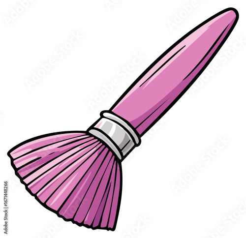 Cartoon Pink Makeup Brush for Cosmetic Application and Beauty Styling