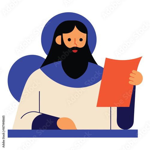 Jesus reading from the scroll in the synagogue biblical Christian teaching artwork