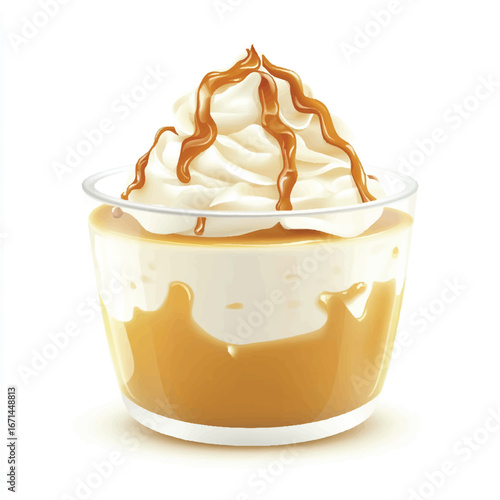 a caramel pudding topped whip cream