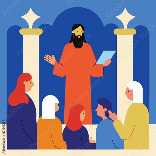 Jesus teaching in the temple scrolls biblical Christian preaching illustration