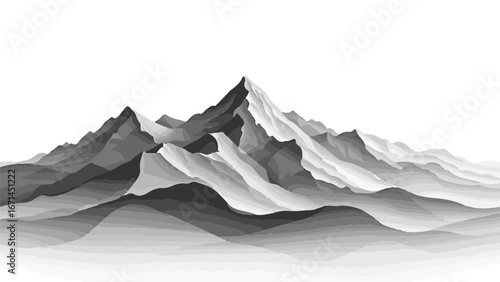 Black and white mountain drawing