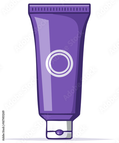 Cartoon Style Purple Squeeze Tube Container for Creamy Cosmetics or Personal Care Products
