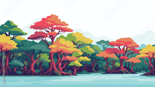 Tropical jungle with trees