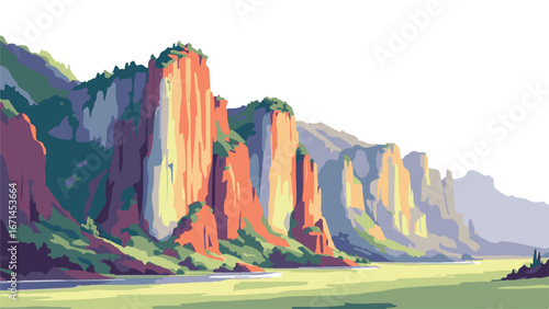 Rocky canyon valley illustration