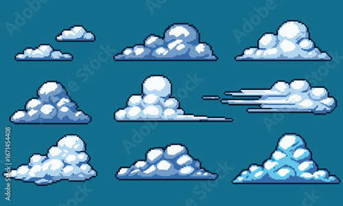 Pixel Art Cloud Pack : Various Weather Elements for Game Design Assets.