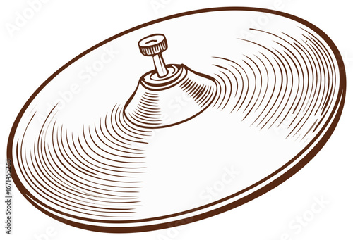 Isolated cymbal sketch illustration for musical percussion instruments