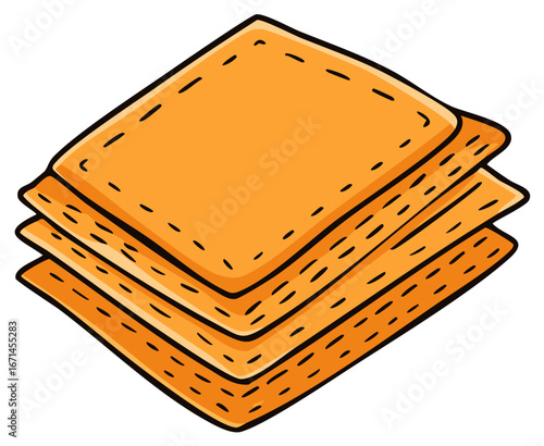 Hand drawn stack of traditional matzah crackers or unleavened flatbread