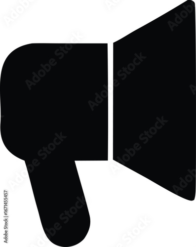 Bold black megaphone icon for announcements and promotions amplifying your message loudly and clearly.