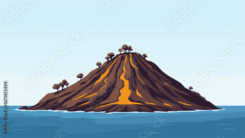 Volcano mountain peak eruption